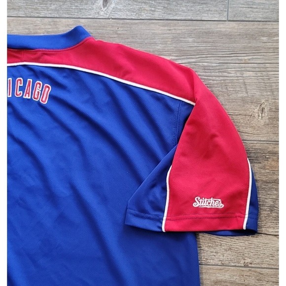 CHICAGO CUBS Jersey STITCHES Men’s LARGE Embroidered Logos Dual Sided MLB Gear - Picture 3 of 14